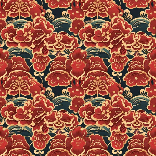 Chinese Lunar Lantern Lights Pattern 6 Quilting Cotton Fabric