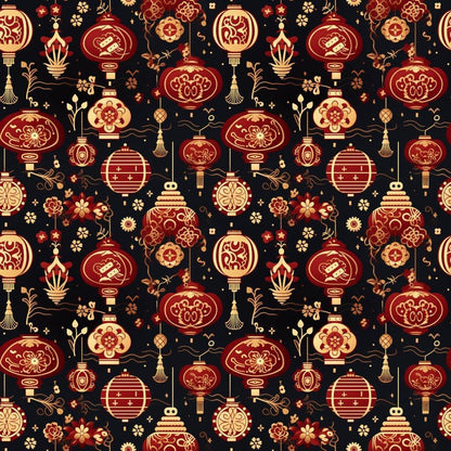 Chinese Lunar Lantern Lights Pattern 11 Quilting Cotton Fabric