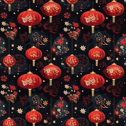 Chinese Lunar Lantern Lights Pattern 12 Quilting Cotton Fabric