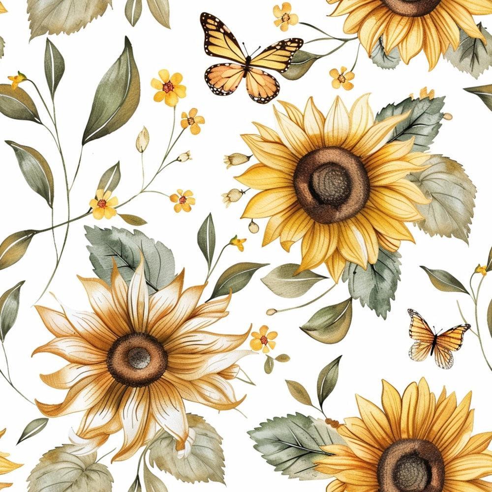 Country Sunflower Butterfly Pattern 9 Quilting Cotton Fabric