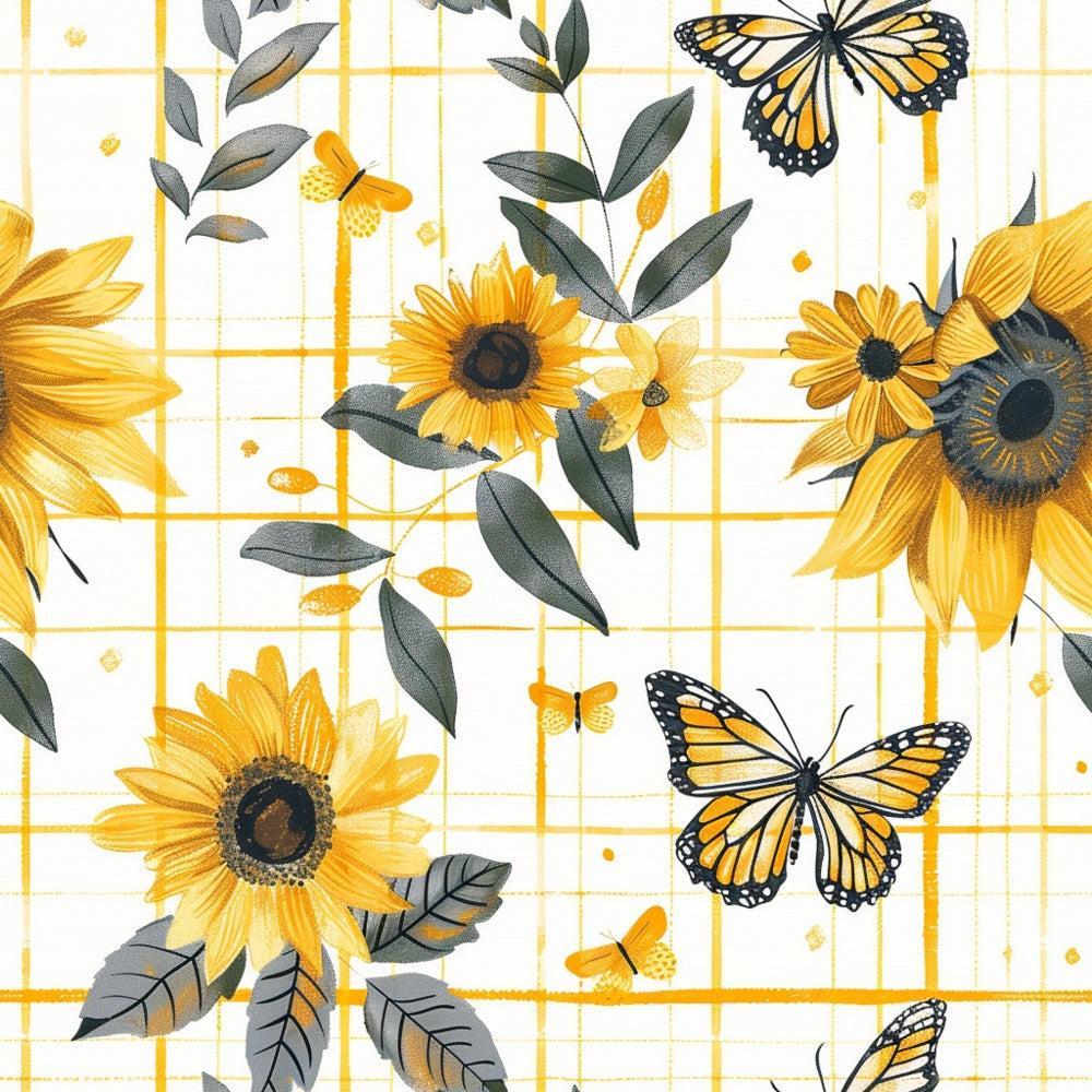 Country Sunflower Butterfly Pattern 11 Quilting Cotton Fabric