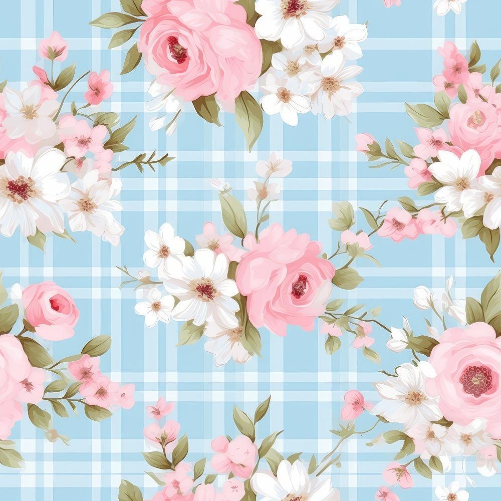 Shabby Chic Floral Plaid Pattern 7 Quilting Cotton Fabric