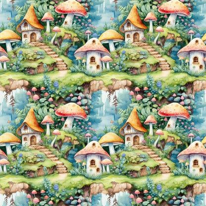 Fairy Houses Pattern 1 Quilting Cotton Fabric