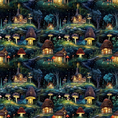 Fairy Houses Pattern 3 Quilting Cotton Fabric