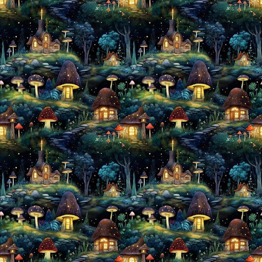 Fairy Houses Pattern 3 Quilting Cotton Fabric