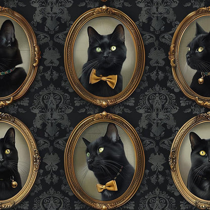 Fancy Feline Portraits Pattern 1 Quilting Cotton Fabric