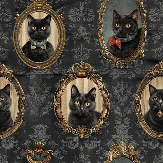Fancy Feline Portraits Pattern 4 Quilting Cotton Fabric