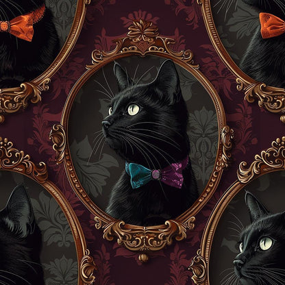 Fancy Feline Portraits Pattern 2 Quilting Cotton Fabric