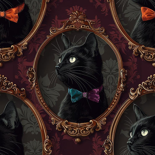 Fancy Feline Portraits Pattern 2 Quilting Cotton Fabric