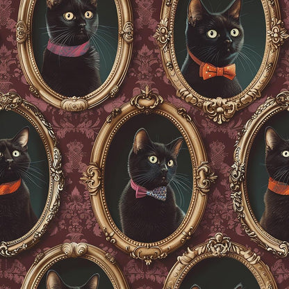 Fancy Feline Portraits Pattern 5 Quilting Cotton Fabric