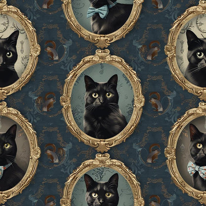 Fancy Feline Portraits Pattern 6 Quilting Cotton Fabric