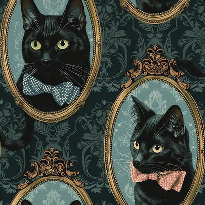 Fancy Feline Portraits Pattern 7 Quilting Cotton Fabric