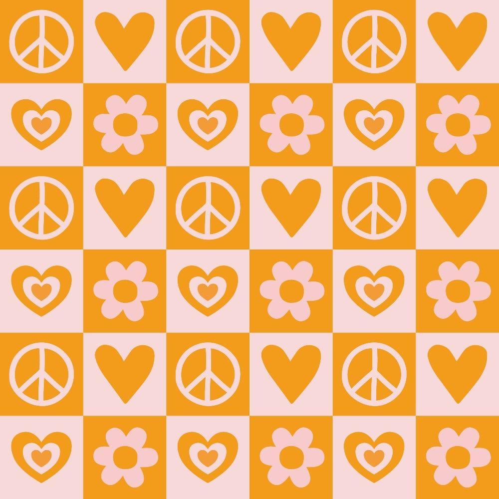 Groovy Peace and Love Pattern 9 Quilting Cotton Fabric