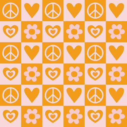 Groovy Peace and Love Pattern 9 Quilting Cotton Fabric