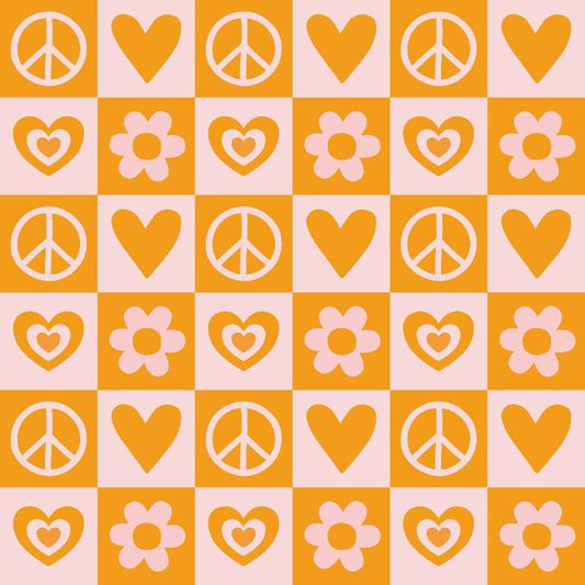Groovy Peace and Love Pattern 9 Quilting Cotton Fabric