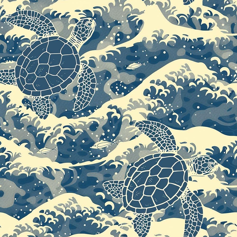 Handdrawn Sea Turtles Pattern 5 Quilting Cotton Fabric