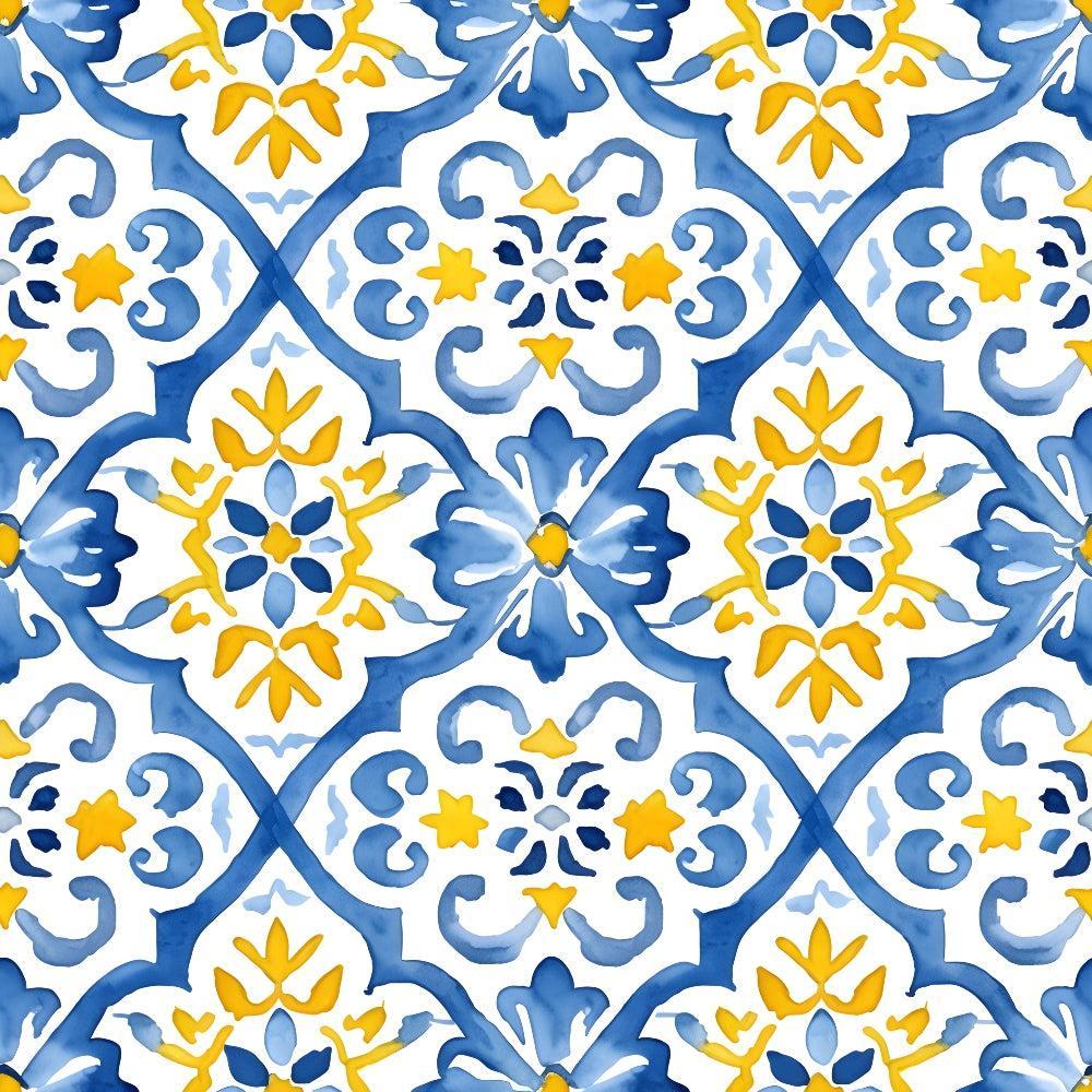 Mediterranean Lemon Azure Pattern 16 Quilting Cotton Fabric