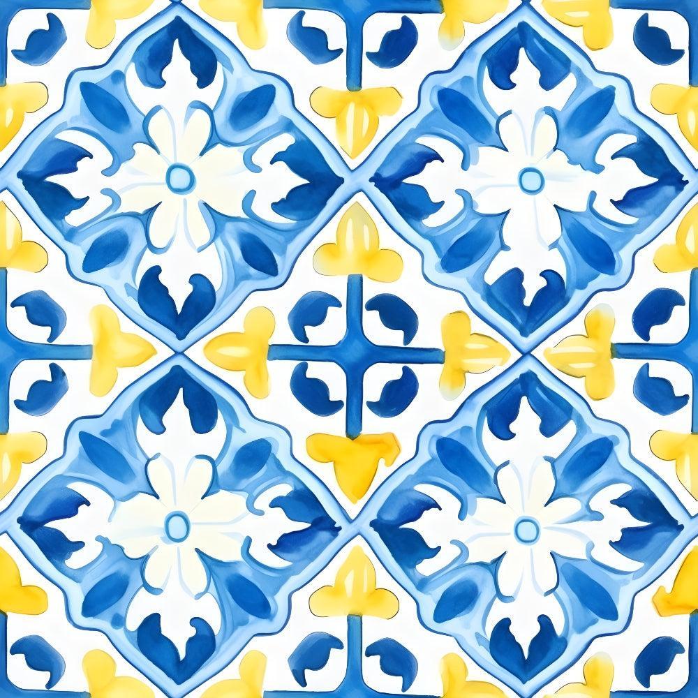 Mediterranean Lemon Azure Pattern 17 Quilting Cotton Fabric