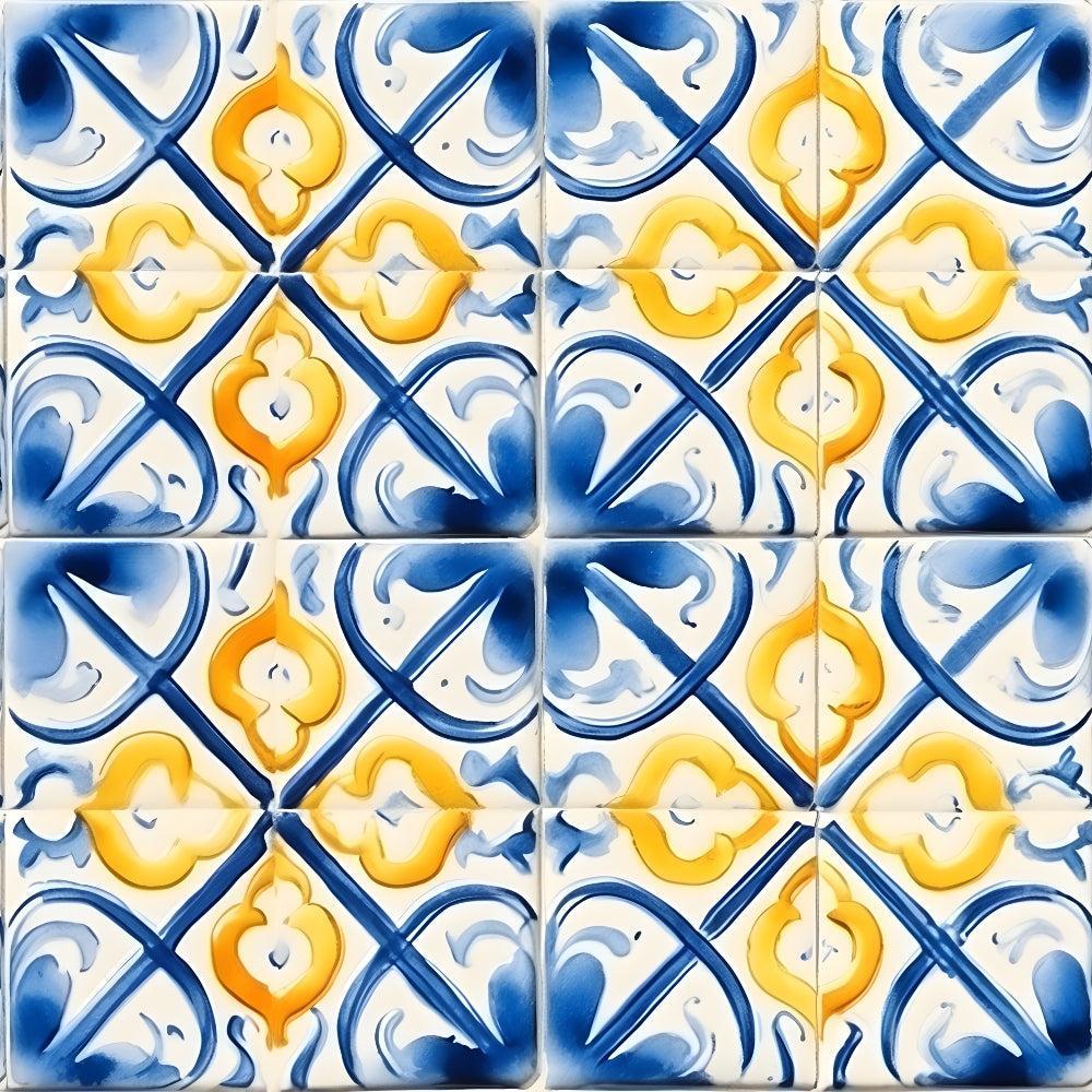 Mediterranean Lemon Azure Pattern 21 Quilting Cotton Fabric