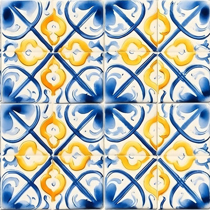 Mediterranean Lemon Azure Pattern 21 Quilting Cotton Fabric