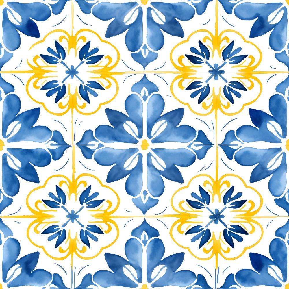 Mediterranean Lemon Azure Pattern 23 Quilting Cotton Fabric
