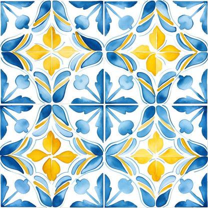 Mediterranean Lemon Azure Pattern 24 Quilting Cotton Fabric