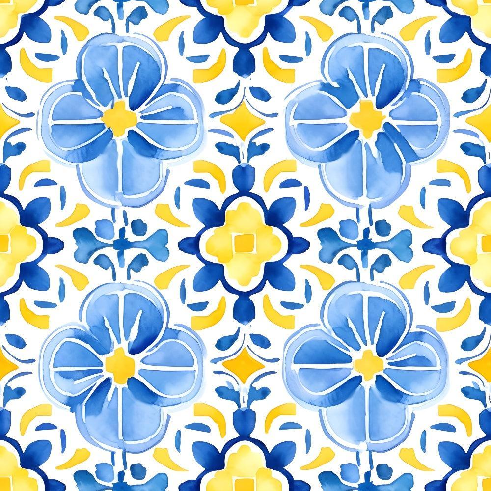 Mediterranean Lemon Azure Pattern 27 Quilting Cotton Fabric