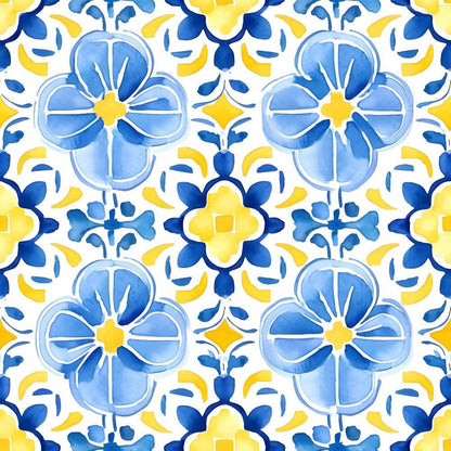 Mediterranean Lemon Azure Pattern 27 Quilting Cotton Fabric