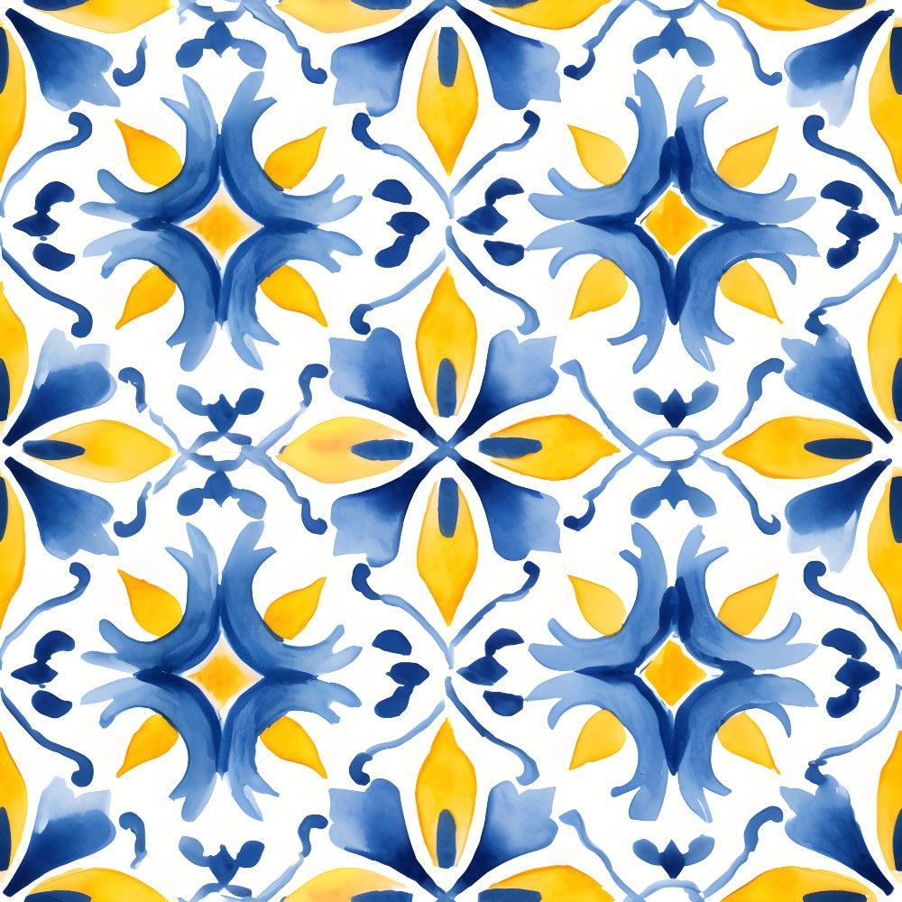 Mediterranean Lemon Azure Pattern 28 Quilting Cotton Fabric