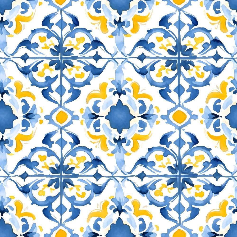 Mediterranean Lemon Azure Pattern 29 Quilting Cotton Fabric