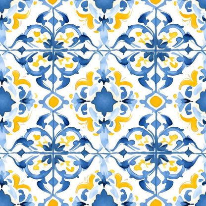 Mediterranean Lemon Azure Pattern 29 Quilting Cotton Fabric