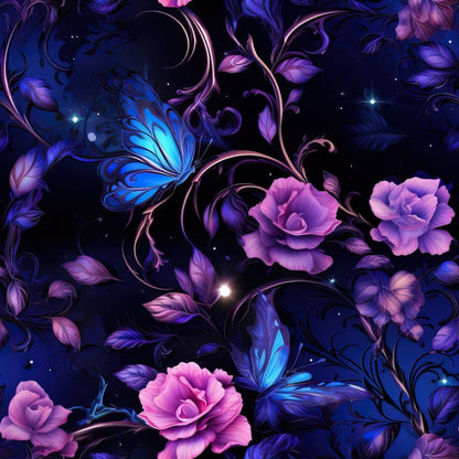 Midnight Garden Pattern 2 Quilting Cotton Fabric