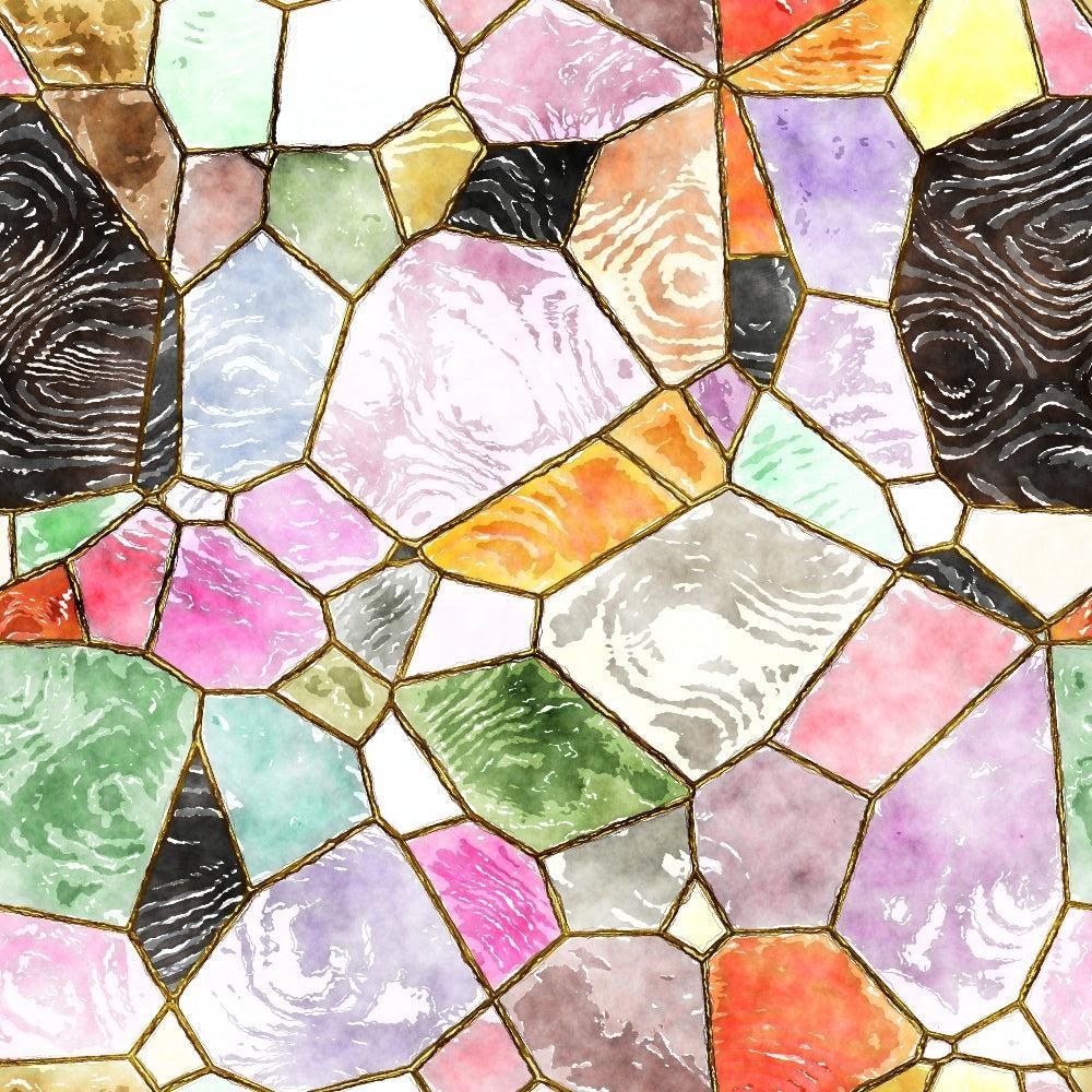 Watercolor Stained Glass Pattern 8 Quilting Cotton Fabric