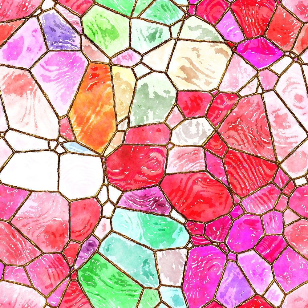 Watercolor Stained Glass Pattern 11 Quilting Cotton Fabric