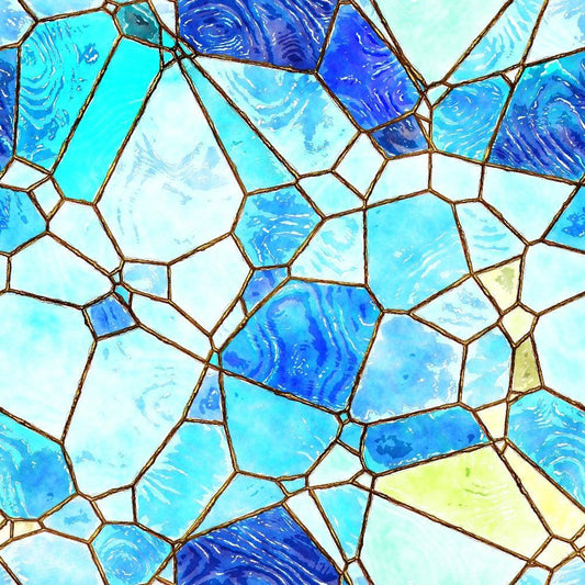 Watercolor Stained Glass Pattern 14 Quilting Cotton Fabric