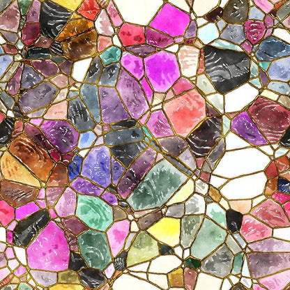 Watercolor Stained Glass Pattern 16 Quilting Cotton Fabric