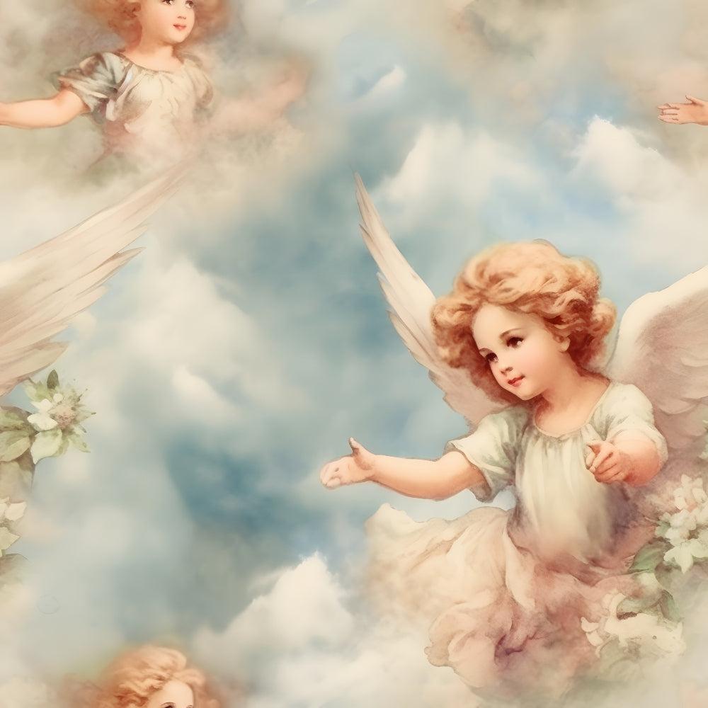 Vintage Angels in Heavenly Skies Pattern 5 Quilting Cotton Fabric