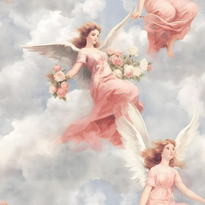 Vintage Angels in Heavenly Skies Pattern 9 Quilting Cotton Fabric