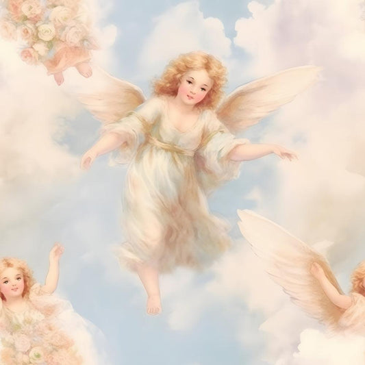 Vintage Angels in Heavenly Skies Pattern 11 Quilting Cotton Fabric