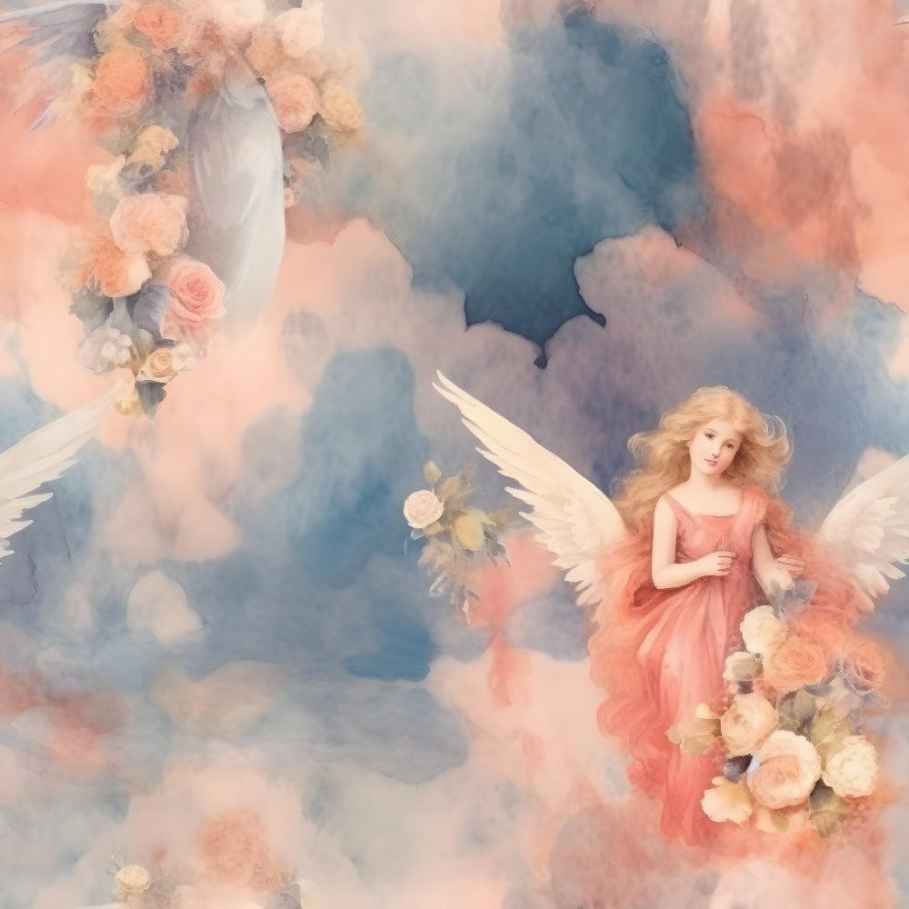 Vintage Angels in Heavenly Skies Pattern 15 Quilting Cotton Fabric