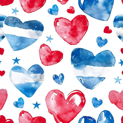 Watercolor 4th of July Pattern 14 Quilting Cotton Fabric