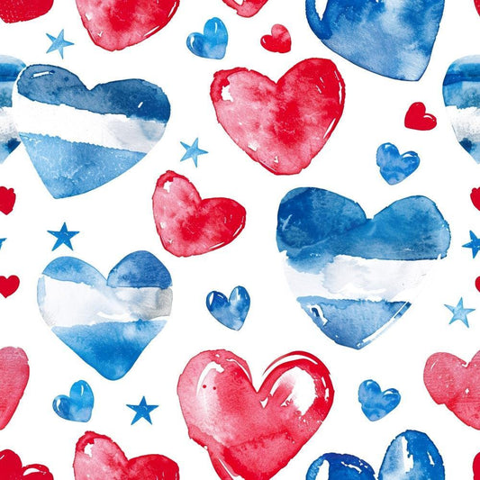 Watercolor 4th of July Pattern 14 Quilting Cotton Fabric
