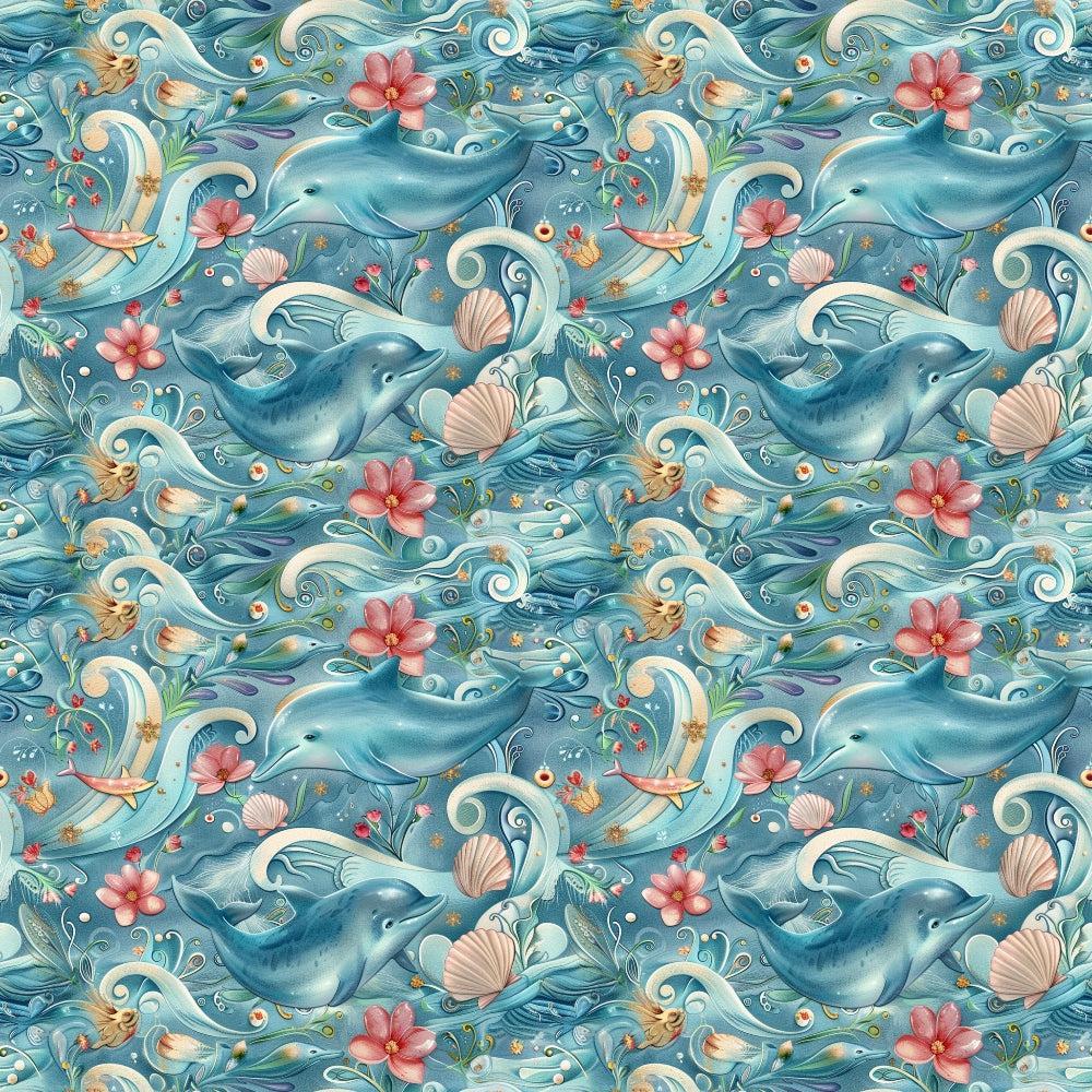 Swimming with Dolphins Pattern 3 Quilting Cotton Fabric