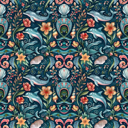 Swimming with Dolphins Pattern 4 Quilting Cotton Fabric