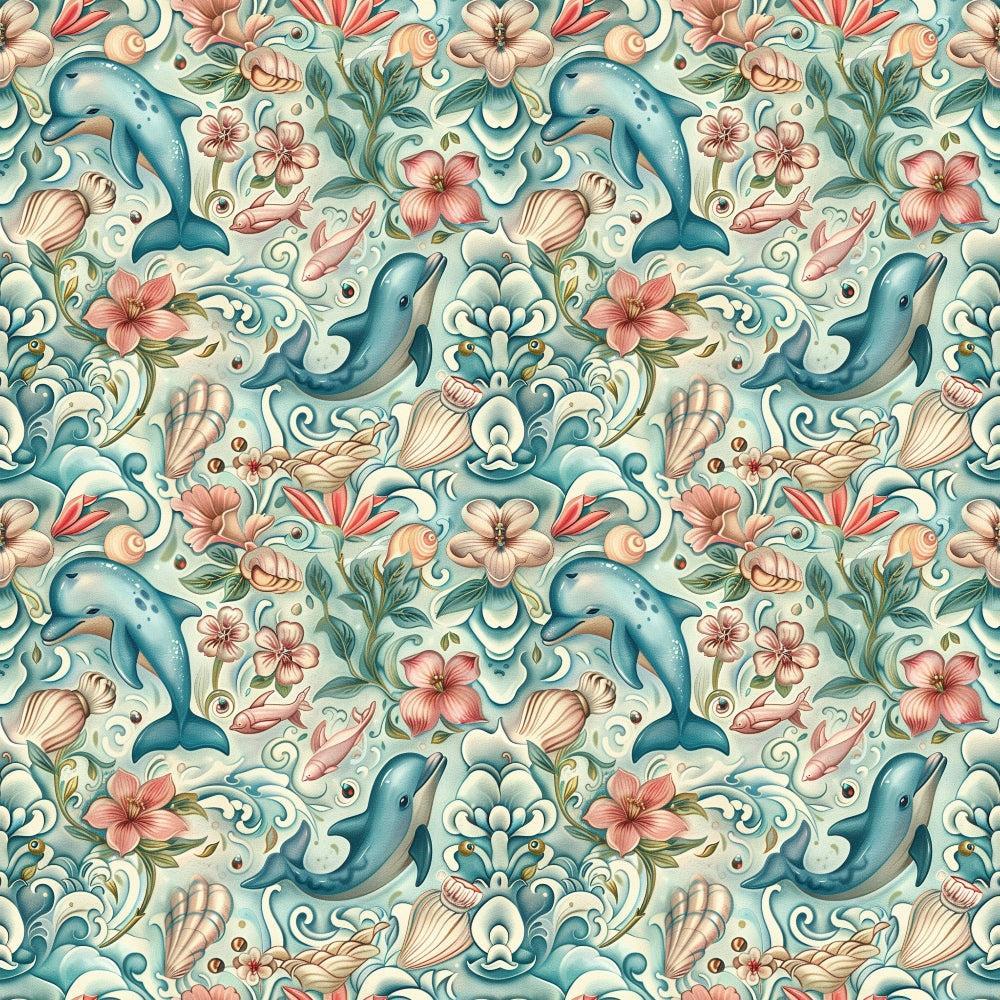 Swimming with Dolphins Pattern 5 Quilting Cotton Fabric
