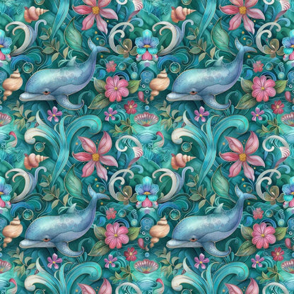 Swimming with Dolphins Pattern 7 Quilting Cotton Fabric