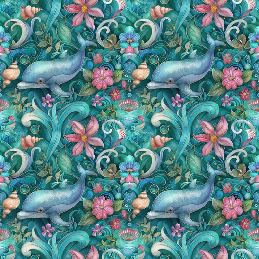 Swimming with Dolphins Pattern 7 Quilting Cotton Fabric