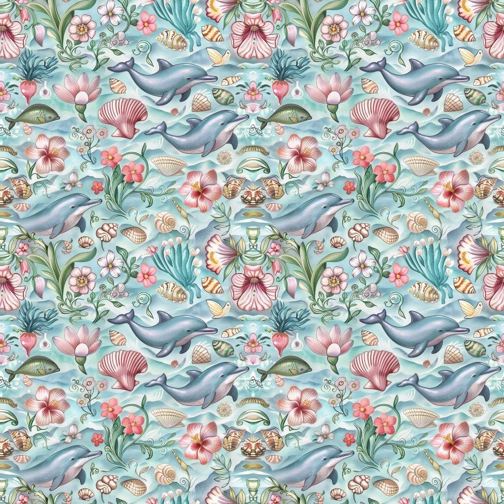 Swimming with Dolphins Pattern 9 Quilting Cotton Fabric