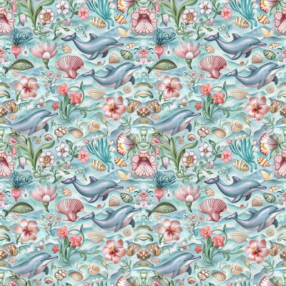 Swimming with Dolphins Pattern 9 Quilting Cotton Fabric