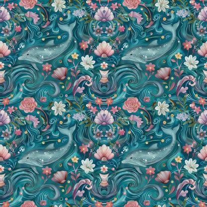 Swimming with Dolphins Pattern 11 Quilting Cotton Fabric